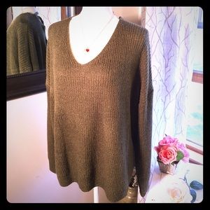 Lightweight Olive Sweater with Lace Up Back ❤️